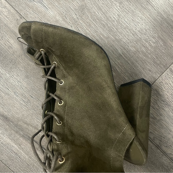 Olive Faux Suede Knee Length Boots - Picture 4 of 7